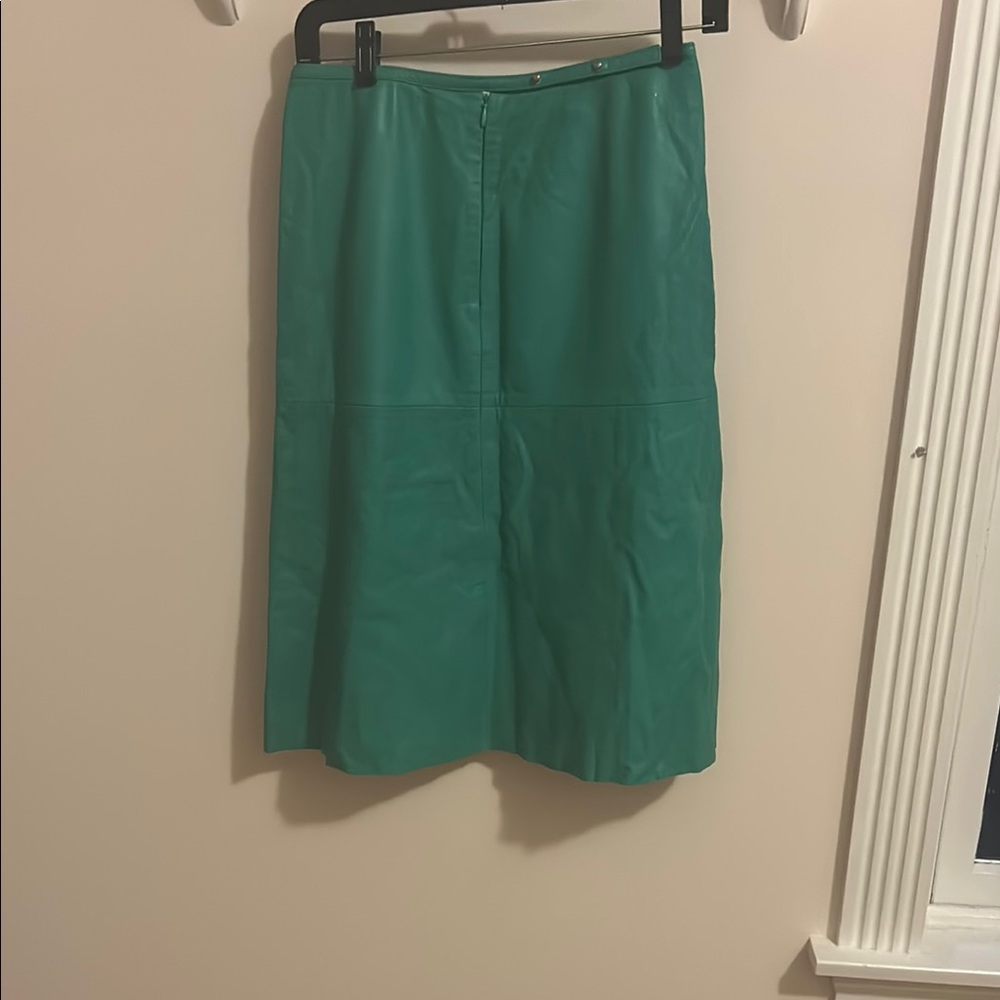 Banana Republic Green Midi Pencil Skirt for Work Genuine Leather